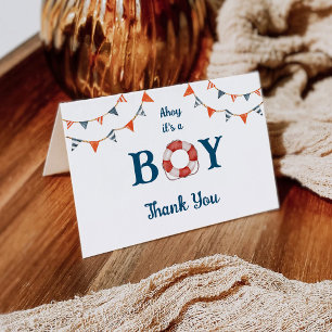 Tarjeta De Agradecimiento Ahoy es un Baby Shower de Boy Nautical