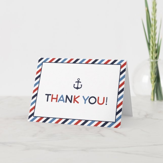 Tarjeta De Agradecimiento Ahoy es un Baby Shower de Boy Nautical Gracias (Anverso)