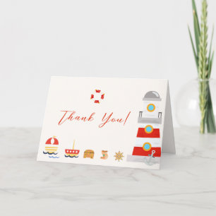 Tarjeta De Agradecimiento Ahoy es un baby shower de niño Faro