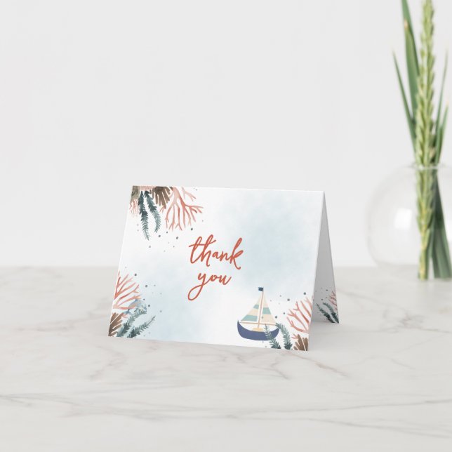 Tarjeta De Agradecimiento Ahoy es un chico nautical Gracias Cartas (Anverso)