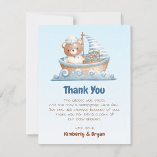 Tarjeta De Agradecimiento Ahoy Es Un Muchacho Baby Shower Gracias Cartas