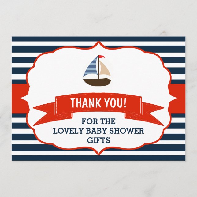 Tarjeta De Agradecimiento ¡Ahóy es un niño! Agradecimientos para Baby Shower (Anverso)
