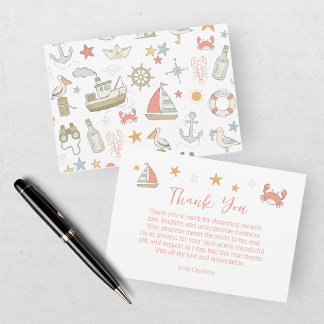Tarjeta De Agradecimiento Ahoy es un niño: Baby Shower Náutico