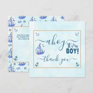 Tarjeta De Agradecimiento Ahoy es un niño barco náutico Baby Shower Tha