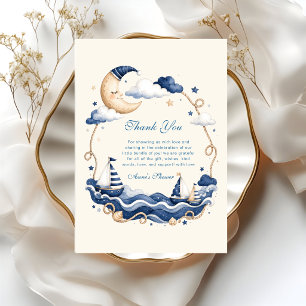 Tarjeta De Agradecimiento Ahoy es un Niño Luna Durmiendo Vela Estrellas