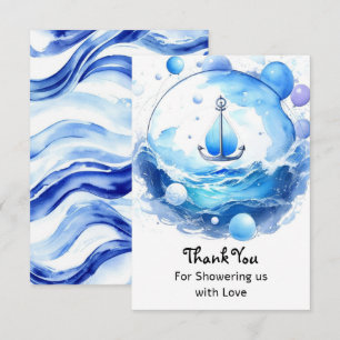 Tarjeta De Agradecimiento Ahoy Nautical Shower Boy Baby Shower