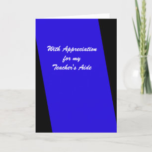 Tarjeta De Agradecimiento Aide del profesor gracias, Royal Blue