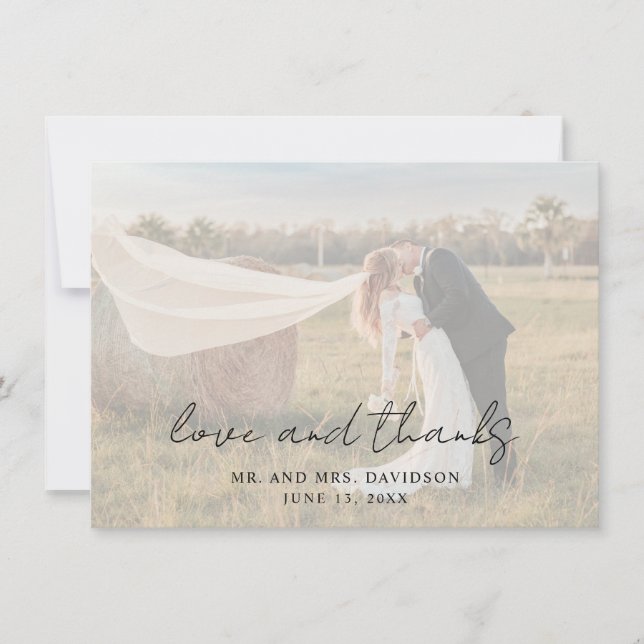 Tarjeta De Agradecimiento Aimee Rustic Script Moderno Boda (Anverso)