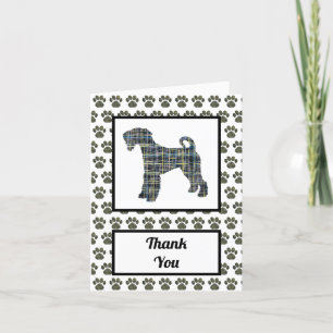 Tarjeta De Agradecimiento Airedale Terrier Dog Silhouette Grid Gracias