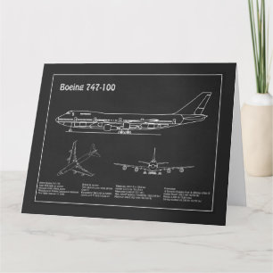 Tarjeta De Agradecimiento Airliner 747 - Planes de dibujo del plano aéreo PD