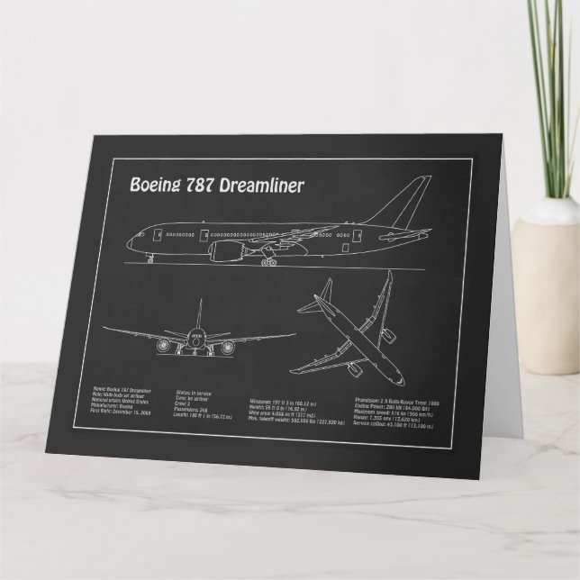 Tarjeta De Agradecimiento Airliner 787 - Planes de dibujo del plano aéreo PD (Anverso)