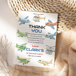 Tarjeta De Agradecimiento Airplane Boy 1st Birthday | Fun Sky Theme Party