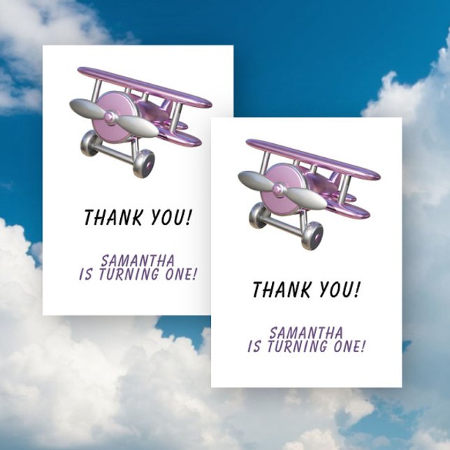 Tarjeta De Agradecimiento Airplane First Birthday Thank you (Subido por el creador)