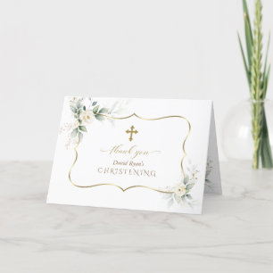 Tarjeta De Agradecimiento Airy Greenery Flores Blancas Foto de niño Christen