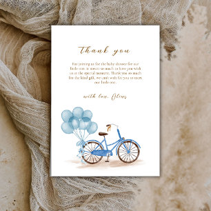 Tarjeta De Agradecimiento Ajuar de bebé para bicicleta globo rústico azul fr