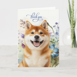Tarjeta De Agradecimiento Akita Dog Wildflower Garden Blank