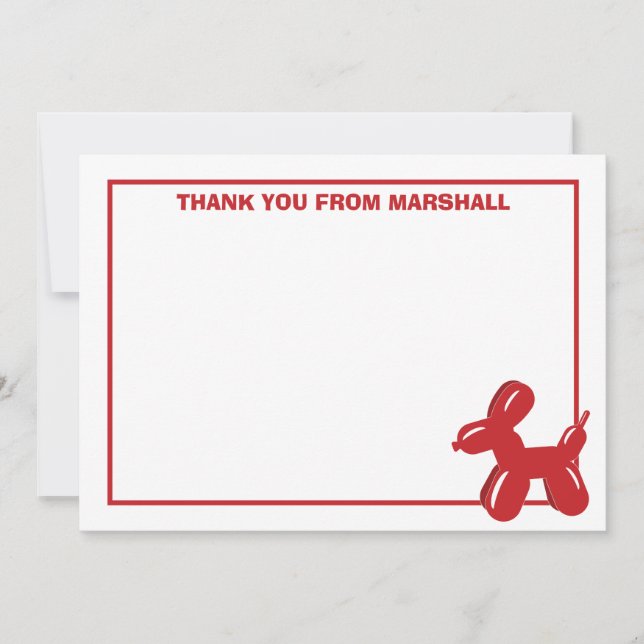 Tarjeta de agradecimiento al animal de los globos  (Anverso)