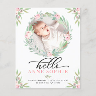 Tarjeta de agradecimiento al anuncio de nacimiento