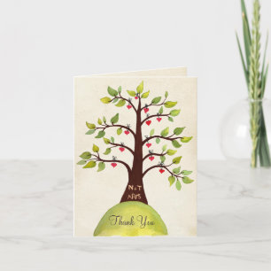 Tarjeta de agradecimiento al árbol monograma de la