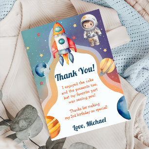 Tarjeta de agradecimiento al astronauta del espaci