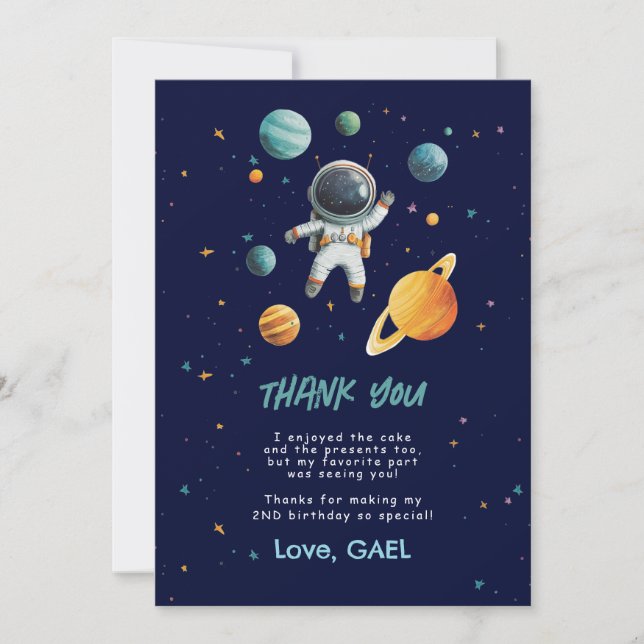 Tarjeta de agradecimiento al astronauta espacial 2 (Anverso)
