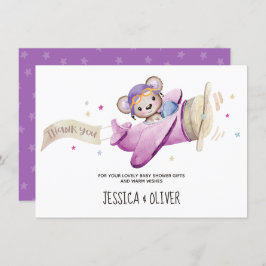 Tarjeta de agradecimiento al avión de Teddy Bear c
