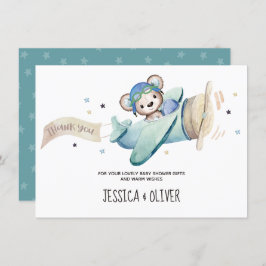 Tarjeta de agradecimiento al avión Teddy Bear