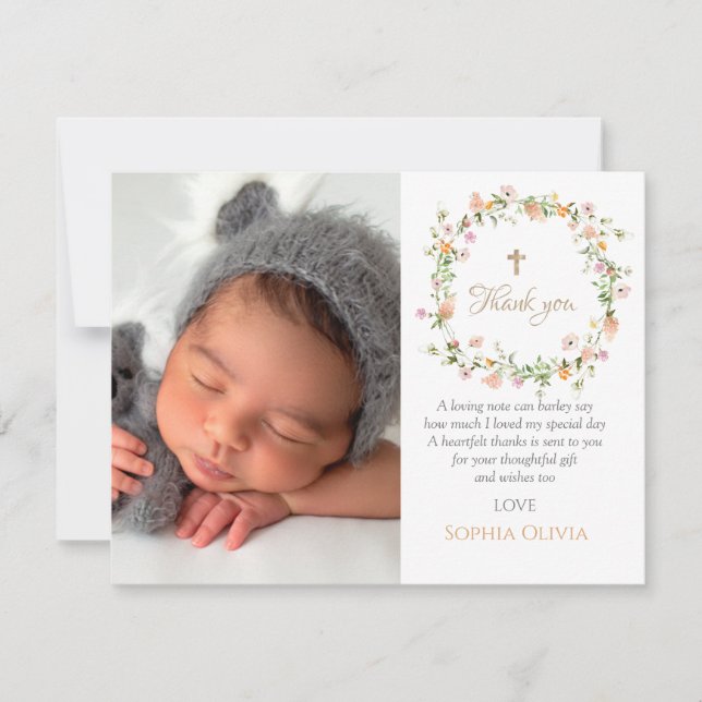  Tarjeta de agradecimiento al bautismo de flores s (Anverso)