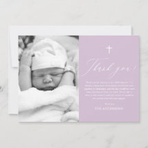 Tarjeta de agradecimiento al bautismo de foto cruz