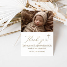 Tarjeta de agradecimiento al bautismo Minimalista