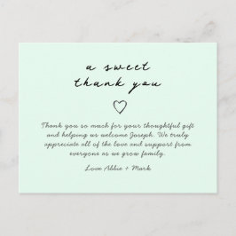 Tarjeta de agradecimiento al bebé elegante verde d