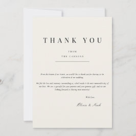 Tarjeta de agradecimiento al beige moderno y elega