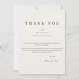 Tarjeta de agradecimiento al beige moderno y elega
