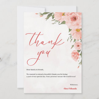 Tarjeta de agradecimiento al boda