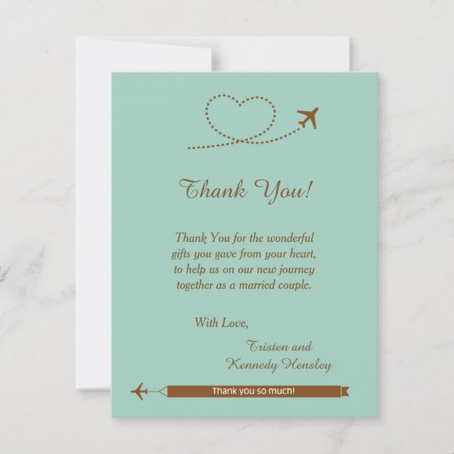 Tarjeta de agradecimiento al Boda Blue Airplane He (Anverso)