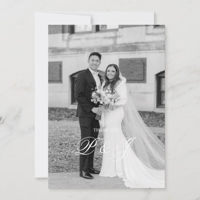 Tarjeta de agradecimiento al Boda clásico (Anverso)