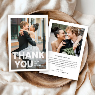 Tarjeta de agradecimiento al Boda de 2 fotos moder
