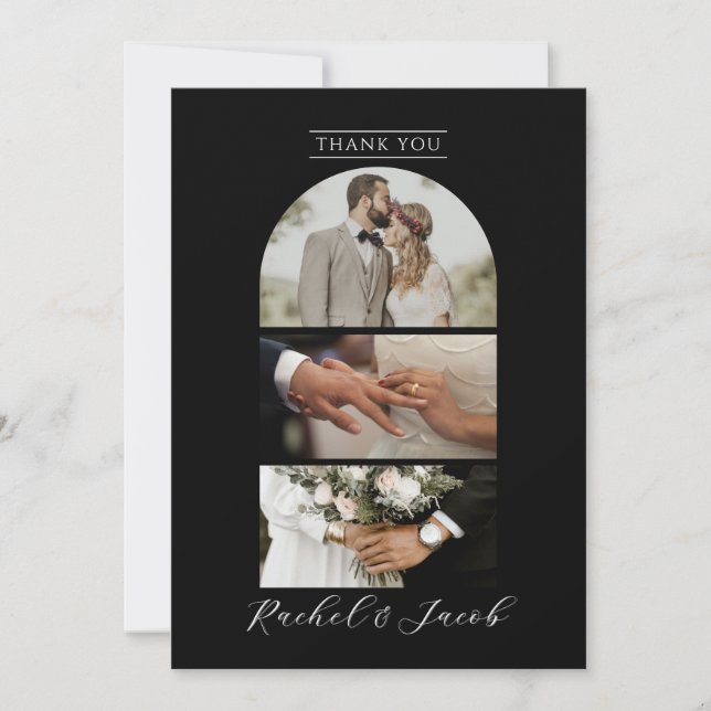 Tarjeta de agradecimiento al Boda de 4 Collages de (Anverso)