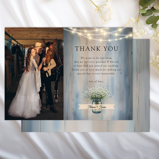 Tarjeta de agradecimiento al Boda de aliento de un (Country Wedding Thank You Card)