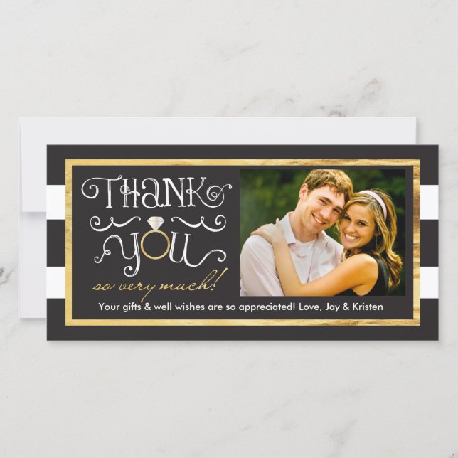 Tarjeta de agradecimiento al Boda de banda blanca  (Anverso)