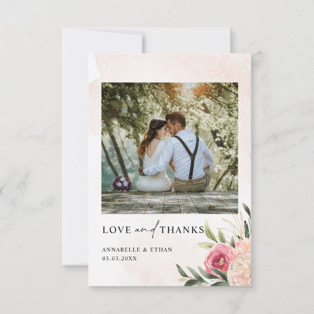 Tarjeta de agradecimiento al Boda de Bloom de Peon (Anverso)