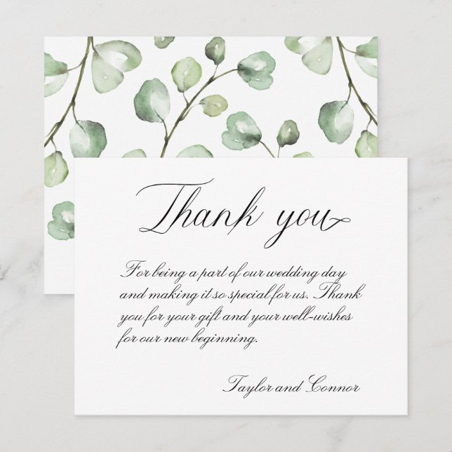 Tarjeta de agradecimiento al Boda de caligrafía cl (Anverso / Reverso)