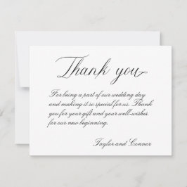 Tarjeta de agradecimiento al Boda de caligrafía cl