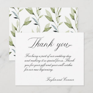 Tarjeta de agradecimiento al Boda de caligrafía cl
