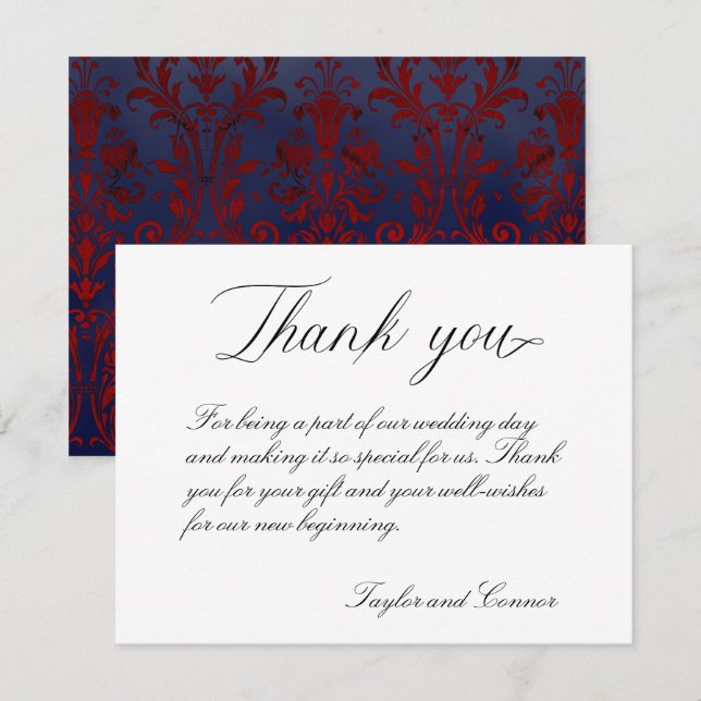 Tarjeta de agradecimiento al Boda de caligrafía cl (Anverso / Reverso)