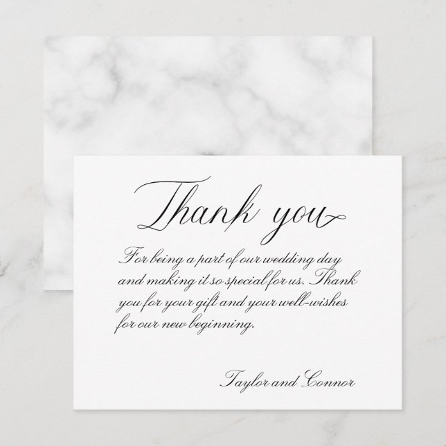 Tarjeta de agradecimiento al Boda de caligrafía cl (Anverso / Reverso)
