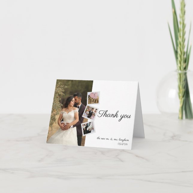 Tarjeta de agradecimiento al boda de caligrafía el (Anverso)