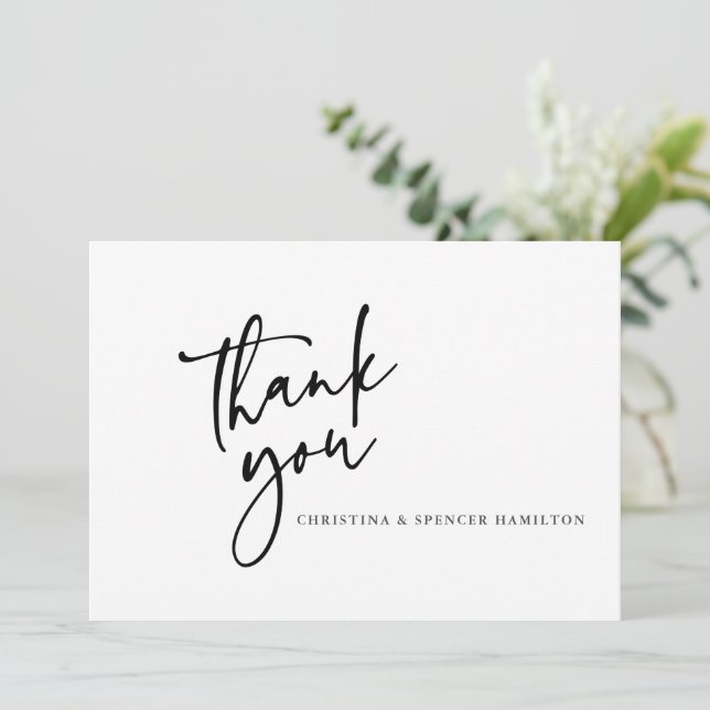 Tarjeta de agradecimiento al Boda de caligrafía mo (Anverso de pie)
