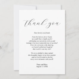 Tarjeta de agradecimiento al boda de caligrafía si