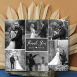 Tarjeta de agradecimiento al Boda de Collage de Ch<br><div class="desc">Presupuesto Moderno, Rústico Tablero Letrado Guión Negro y Blanco 6 Boda de varios Collages de fotos Gracias Cartas de fotos Baratas. Elegante plantilla de tarjeta de agradecimiento boda con seis (6) fotos en la parte delantera (filtro blanco negro usado) y una (1) foto en la parte posterior. Con el texto...</div>